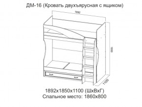 ДМ-16 Кровать двухъярусная с ящиком в Североуральске - severouralsk.магазин96.com | фото