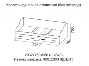 Кровать одинарная с ящиками (Без матраца 0,9*2,0) в Североуральске - severouralsk.магазин96.com | фото